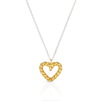 Afbeelding van Schitterende Zilveren Halsketting met 18K Gold Plated Hart