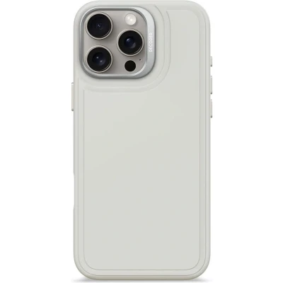 Afbeelding van DECODED Siliconen Stacks Hoesje voor iPhone 16 Pro Max Premium Soft Touch Materiaal Antibacteriële Coating Geschikt MagSafe Stone Grijs