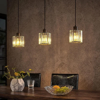 Afbeelding van Lindby hanglamp 3 lichts ijzer, glas E27 matzwart, transparant