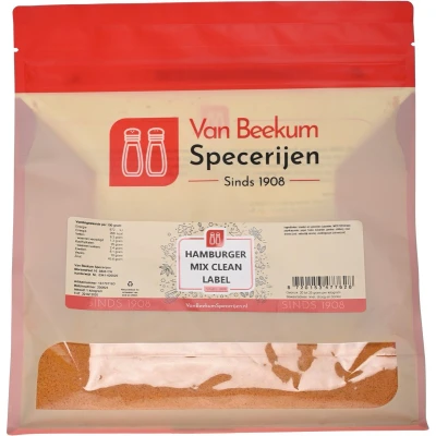 Afbeelding van Van Beekum Specerijen Hamburger Mix Clean Label 1 kilo (hersluitbare stazak)