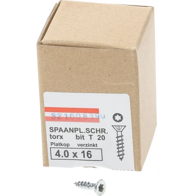 Afbeelding van spaanplaatschroeven verzinkt platverzonken kop TX20 voldraad 4.0X16 (per 200 stuks)