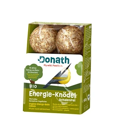 Afbeelding van Donath BIO Energiebol Gepeld, zonder netje mezenbol 100g per bol geen pelresten waardevol vogelvoer voor alle seizoenen geproduceerd in Zuid Duitsland
