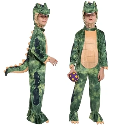 Afbeelding van Spooktacular Creations Halloween kind groen T Rex kostuum, kleine kinderen, uniseks, realistische dinosauruskostuumset voor