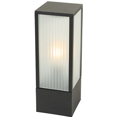 Afbeelding van QAZQA Staande buitenlamp zwart met ribbel glas 40 cm IP44 Charlois