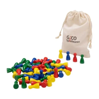 Afbeelding van 60 halmakegels 24x12 houten set in 4 kleuren rood, blauw, geel, groen 2134