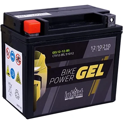Afbeelding van intAct Bike Power GEL12 12 BS, CTX12 51012, motoraccu 12V 10 Ah 210 A (EN), onderhoudsvrije gel met 30% meer startvermogen, voor scooters, motoren, quads, zitmaaiers