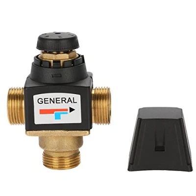 Afbeelding van 3 weg Thermostatische mengventiel, DN20 Mannelijke draad Messing mengklep voor huishoudelijk warm water, kleine vloerverwarming Circuit