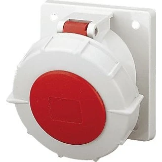 Afbeelding van Mennekes cee inbouwcontactdoos 63a 5 polig 400v 6u ip67 schroefklem 106x110mm rood ral3013 209a