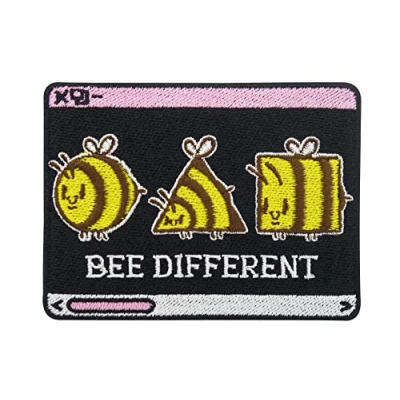 Afbeelding van Finally Home Bee Different Bijenpatch om op te strijken, naaien, strijkplaatje, strijkpatch, patch