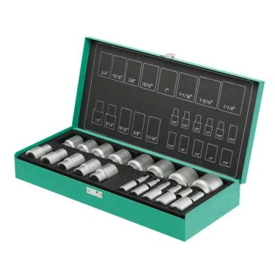 Afbeelding van Dopsleutelset inch 1/4 &amp; 1/2 24st van WIESEMANN 1893 I Moerenset in de maten 5/32&quot; 9/16 Uit ENCORE serie Met praktische gereedschapskoffer 81512