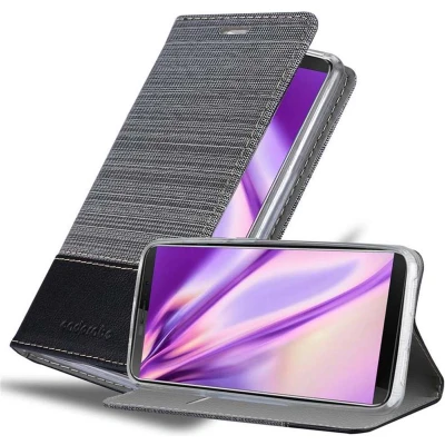 Afbeelding van Cadorabo Hoesje geschikt voor Cubot J3 in GRIJS ZWART Beschermhoes met magnetische sluiting, standfunctie en kaartvakje Book Case Cover Etui