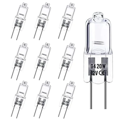 Afbeelding van Rpanle G4 halogeenlampen, capsulelamp 20 W, 12 V, halogeenlamp, laagspanning, G4, warm wit, 3000 K, 10 stuks