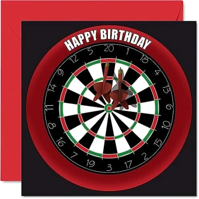 Afbeelding van Leuke 41e verjaardagskaarten voor mannen en vrouwen dartbord gelukkige verjaardagskaart papa mama broer zus opa oppas oma oom tante 145 mm sport darts verjaardag wenskaarten