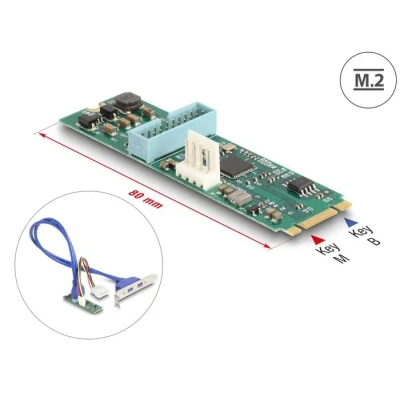 Afbeelding van Delock Konverter M.2 Key B+M Stecker zu 2 x USB 5 Gbps Typ A Buchse mi