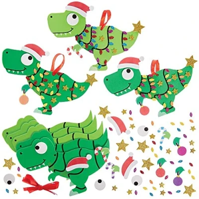 Afbeelding van Baker Ross FX374 Tree Rex Dinosaurus Mix and Match Decoratie Pakketten Set van 8, Kinder Kerst Decoraties Knutselset, Kunst en Knutselen