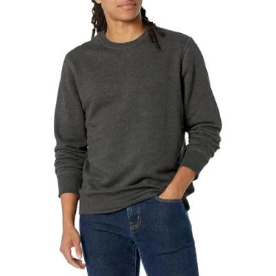 Afbeelding van Amazon Essentials Fleece sweatshirt met ronde hals voor heren (verkrijgbaar in groot en lang), houtskool heather, XX Large Big Tall