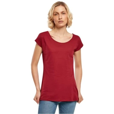 Afbeelding van Build Your Brand Dames T shirt met brede hals, bordeaux, 4XL