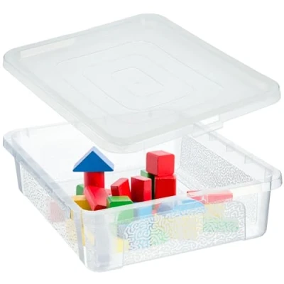 Afbeelding van KADAX Rechthoekige opbergdoos met deksel, opbergcontainer, stapelcontainer, plastic doos, kunststof ruimtebesparende (10 l, transparant)