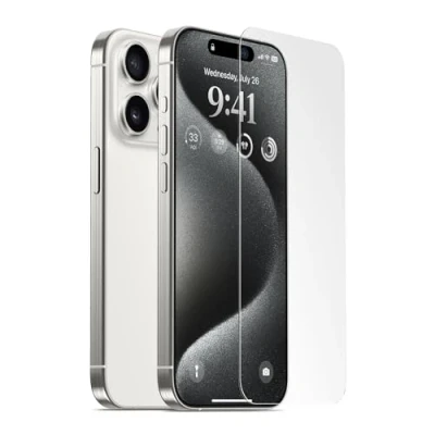 Afbeelding van elago Getemperd Glas + Schermbeschermer Compatibel met iPhone 15 Pro, 9H Oppervlaktehardheid, Anti Vingerafdruk, Onbreekbaar, Krasbescherming, Kristalheldere Helderheid, Bubbelvrij