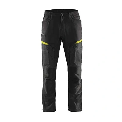 Afbeelding van Blaklader Service werkbroek met stretch 1456 1845 Mannen Zwart/Geel 54