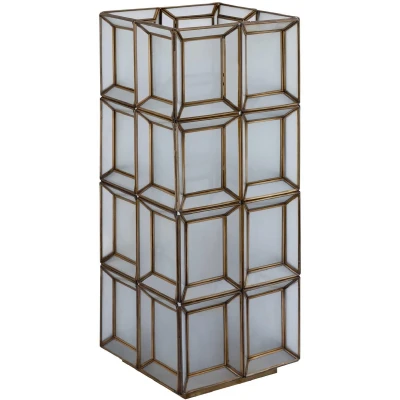 Afbeelding van PTMD Layra Tafellamp 24x24x63 cm Glas Wit