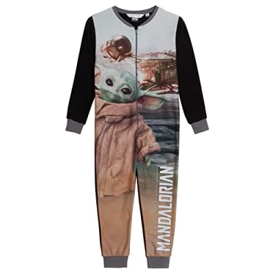 Afbeelding van The Mandalorian Onesie voor kinderen, baby, Yoda, pyjama, jongens, alles in één, Star Wars, fleece, Pjs nachtkleding, vrijetijdskleding met ritssluiting, Grijs, 7 8 Jaren