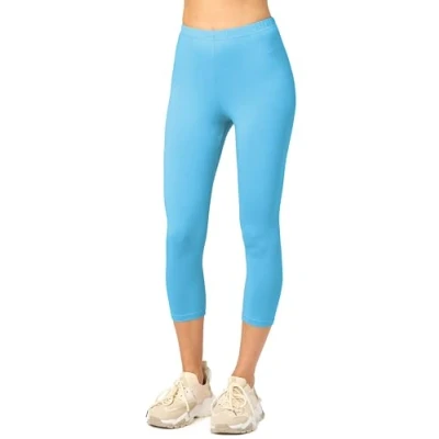 Afbeelding van Merry Style MS MS10 199 LE Dames Capri Leggings Sport Vrijetijdsbroek 3/4 Lengte Katoen Sporbroek Yogabroek Turquoise M