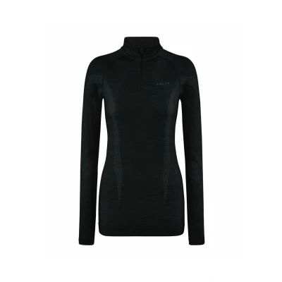 Afbeelding van FALKE Dames Top van onderlaag Wool Tech High Zip Neck W L/S SH Wol Functioneel material Sneldrogend 1 Stuk, Zwart (Black 3000), S