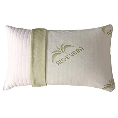 Afbeelding van Evergreenweb kussen traagschuim met overtrek Aloë Vera 40 x 70 cm, hoogte 15 vulling 100% traagschuim, mijtdicht, voor hersenpijn, afneembaar en wasbaar, bedkussen