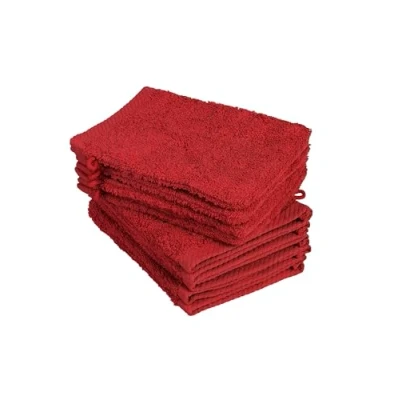 Afbeelding van Set van 10 washandjes, afmetingen 15 x 21 cm, rood, 100% katoen