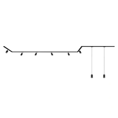 Afbeelding van BRILONER Rail Railverlichting set opbouwspots + hanglampen opbouwrail 6x GU10 spots draaibaar 525 cm zwart