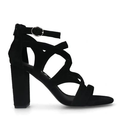 Afbeelding van Sacha Zwarte Dames Sandalen met Hakken (Maat 37, Suède)