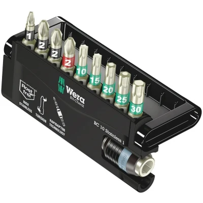 Afbeelding van Wera 10 delige bit check rvs bitset