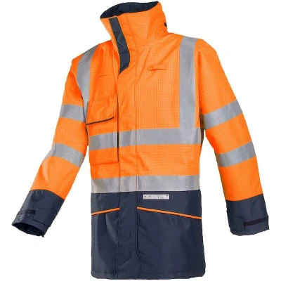 Afbeelding van Regenjas Hedland Vlamvertragend Oranje/marine, Maat L