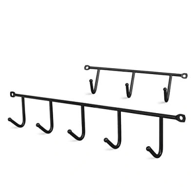 Afbeelding van LouMaxx wandhaak kapstok set van 2 in zwart wandhanger optimale ondersteuning voor keuken, badkamer en garage
