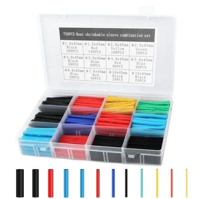 Afbeelding van JOPHEK Krimpkousenset, krimpkousen, 2:1 verhouding, krimpkous assortiment, elektrische draadkabel, wrap isolatie, tube kit met doos (750)
