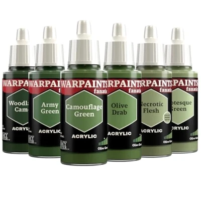 Afbeelding van The Army Painter, Warpaints Fanatic Flexible Triad: Olive Greens 6 x 18 ml acrylverf, miniatuur hobbyschilderij, kwaliteitsverf voor wargaming