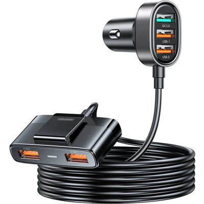 Afbeelding van Joyroom Autolader Oplader Snellader 5x USB A 45W (1.5m) [5x Fast Car Charger]