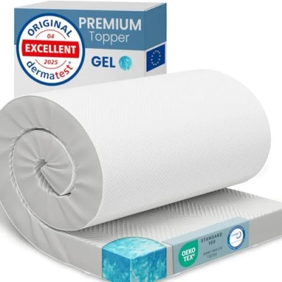 Afbeelding van ELONEO gel topper 90x200cm, matras van 8 cm hoog traagschuim, ademende 3D mesh hoes, comfortabele voor bed en boxspring incl. Hoeklussen