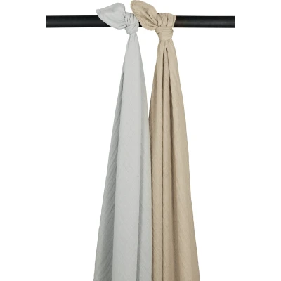 Afbeelding van Meyco hydrofiele swaddle set van 2 Uni Grey/Sand 120x120cm