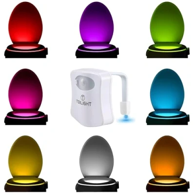 Afbeelding van Het Originele Decoratieve Nachtlampje Voor Op Toilet. Leuke LED Badkamerverlichting Met Bewegingssensor. Bizar Nieuwigheidje Grappig Verjaardagskado Cadeau Idee Kerst Hem Haar Vent Mannen Jongen Peuter Moeder Papa Broer