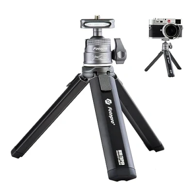 Afbeelding van Fotopro Desktop Statief Alle Metalen Materiaal Aluminiumlegering 360 Graden Kogelkop 1/4 Inch Schroef Mini Draagbare Tafel voor Mobiele Telefoon DSLR Camera Reizen Foto Vlog Video