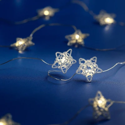 Afbeelding van Micro LED string met witte sterren 190 cm lang 20 LED&#039;s