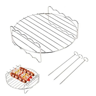 Afbeelding van XL Air Fryer Accessoires Rackset, multifunctioneel dubbellaagse rek met spies, compatibel voor Ninja Power Airfryer Philips