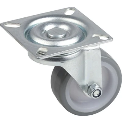Afbeelding van Metafranc Zwenkwiel Ø 50 mm 60 x plaat polyurethaan wiel zacht loopvlak glijlagers 65 kg draagkracht/transportwiel/meubelwiel/zware lasten / 802870