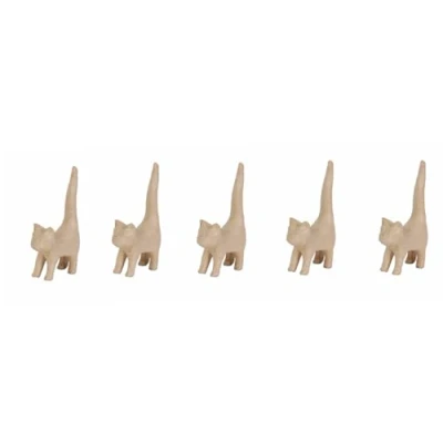 Afbeelding van Décopatch AP129Opack een set van 5 bruine papieren houders, 9,3 x 3,5 16,5 cm, kat met lange staart