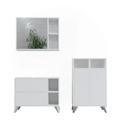 Afbeelding van Vicco Badkamermeubelset Leano, Wit, 80 cm, set 2