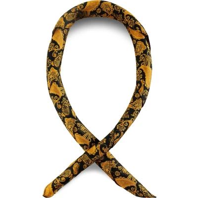 Afbeelding van Zijden halsdoek met goud en bruin paisleymotief