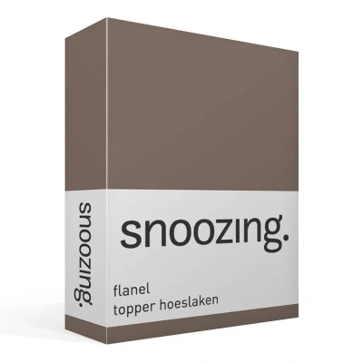 Afbeelding van Snoozing Flanel Hoeslaken Topper Tweepersoons 140x200 cm Bruin