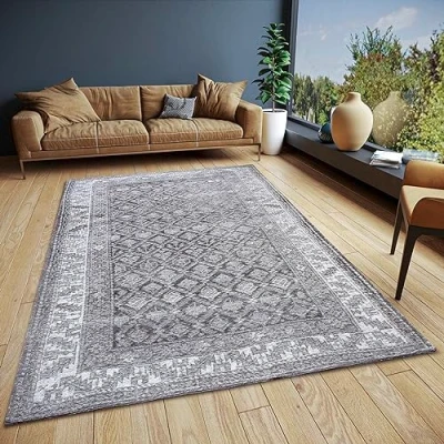 Afbeelding van Vintage Vloerkleed Curan 80x165 cm Grijs 123vloerkleed.nl is de online webshop voor vloerkleden en woonaccessoires.
